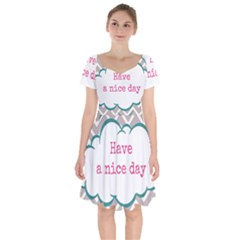 Have A Nice Day Short Sleeve Bardot Dress by BangZart