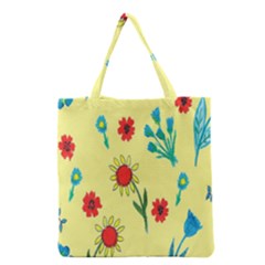 Flowers Fabric Design Grocery Tote Bag by BangZart