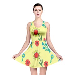 Flowers Fabric Design Reversible Skater Dress by BangZart