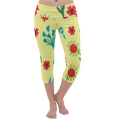 Flowers Fabric Design Capri Yoga Leggings by BangZart