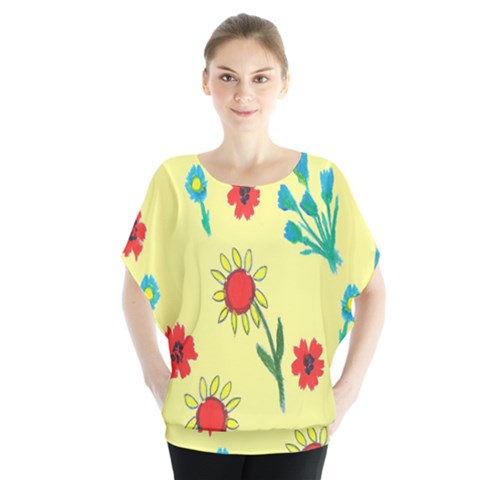 Flowers Fabric Design Blouse by BangZart