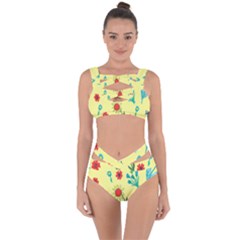 Flowers Fabric Design Bandaged Up Bikini Set 