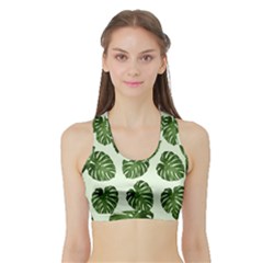 Leaf Pattern Seamless Background Sports Bra With Border by BangZart