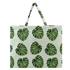 Leaf Pattern Seamless Background Zipper Large Tote Bag by BangZart