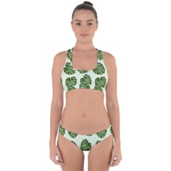 Leaf Pattern Seamless Background Cross Back Hipster Bikini Set