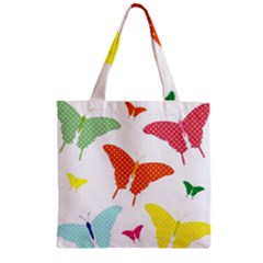 Beautiful Colorful Polka Dot Butterflies Clipart Zipper Grocery Tote Bag by BangZart