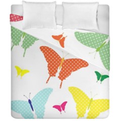 Beautiful Colorful Polka Dot Butterflies Clipart Duvet Cover Double Side (california King Size) by BangZart