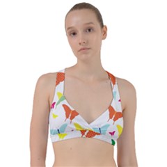 Beautiful Colorful Polka Dot Butterflies Clipart Sweetheart Sports Bra by BangZart