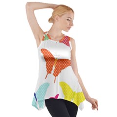 Beautiful Colorful Polka Dot Butterflies Clipart Side Drop Tank Tunic by BangZart