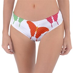 Beautiful Colorful Polka Dot Butterflies Clipart Reversible Classic Bikini Bottoms