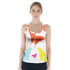 Beautiful Colorful Polka Dot Butterflies Clipart Racer Back Sports Top by BangZart