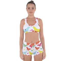 Beautiful Colorful Polka Dot Butterflies Clipart Racerback Boyleg Bikini Set by BangZart