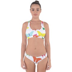 Beautiful Colorful Polka Dot Butterflies Clipart Cross Back Hipster Bikini Set