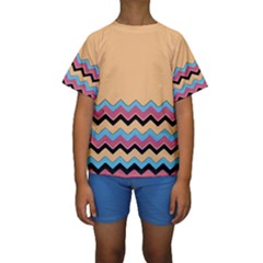 Chevrons Patterns Colorful Stripes Kids  Short Sleeve Swimwear by BangZart