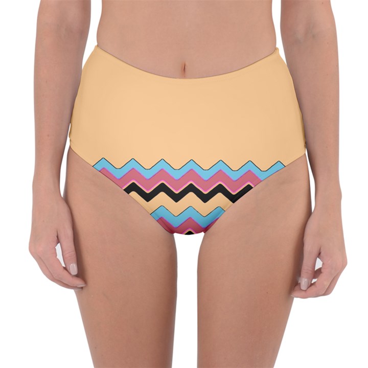 Chevrons Patterns Colorful Stripes Reversible High-Waist Bikini Bottoms