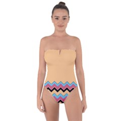 Chevrons Patterns Colorful Stripes Tie Back One Piece Swimsuit