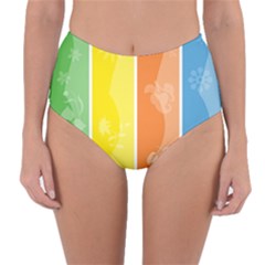 Floral Colorful Seasonal Banners Reversible High-waist Bikini Bottoms