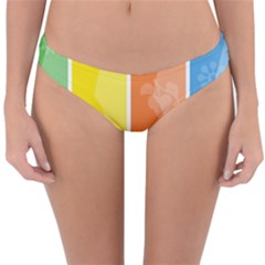 Floral Colorful Seasonal Banners Reversible Hipster Bikini Bottoms