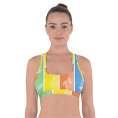 Floral Colorful Seasonal Banners Cross Back Sports Bra