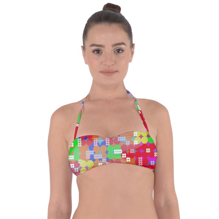 Abstract Polka Dot Pattern Halter Bandeau Bikini Top