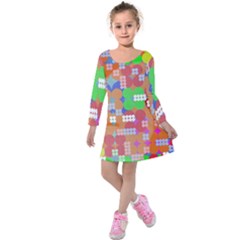 Abstract Polka Dot Pattern Kids  Long Sleeve Velvet Dress by BangZart