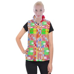 Abstract Polka Dot Pattern Women s Button Up Puffer Vest