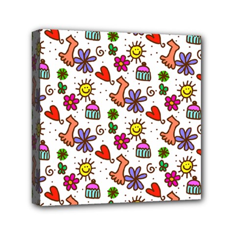 Cute Doodle Wallpaper Pattern Mini Canvas 6  X 6  by BangZart