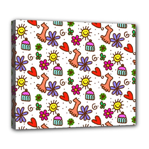 Cute Doodle Wallpaper Pattern Deluxe Canvas 24  X 20   by BangZart