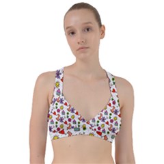 Cute Doodle Wallpaper Pattern Sweetheart Sports Bra by BangZart