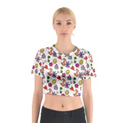 Cute Doodle Wallpaper Pattern Cotton Crop Top by BangZart