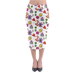 Cute Doodle Wallpaper Pattern Midi Pencil Skirt by BangZart