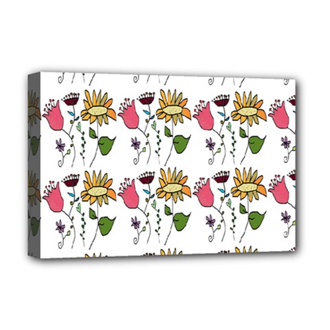 Handmade Pattern With Crazy Flowers Deluxe Canvas 18  X 12   by BangZart