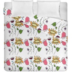 Handmade Pattern With Crazy Flowers Duvet Cover Double Side (king Size) by BangZart