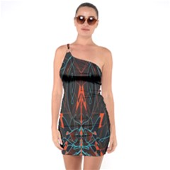 Doodle Art Pattern Background One Soulder Bodycon Dress