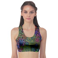 Grunge Rose Background Pattern Sports Bra by BangZart