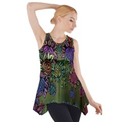 Grunge Rose Background Pattern Side Drop Tank Tunic by BangZart