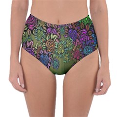 Grunge Rose Background Pattern Reversible High-waist Bikini Bottoms by BangZart