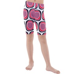 Wheel Stones Pink Pattern Abstract Background Kids  Mid Length Swim Shorts by BangZart