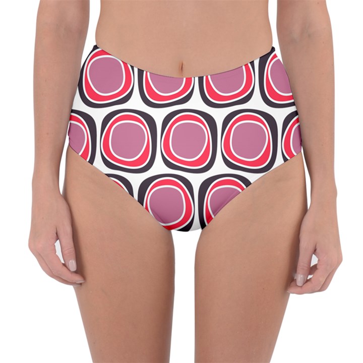 Wheel Stones Pink Pattern Abstract Background Reversible High-Waist Bikini Bottoms