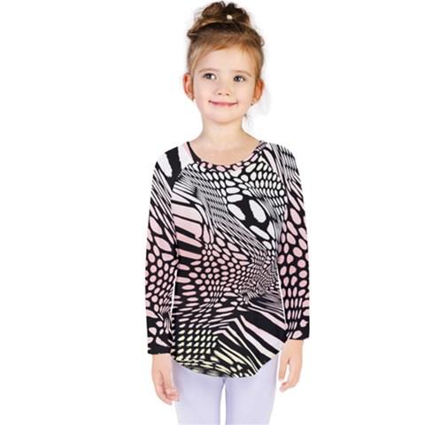 Abstract Fauna Pattern When Zebra And Giraffe Melt Together Kids  Long Sleeve Tee by BangZart