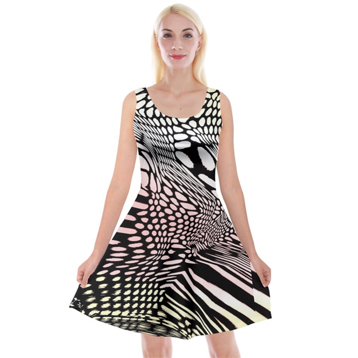 Abstract Fauna Pattern When Zebra And Giraffe Melt Together Reversible Velvet Sleeveless Dress