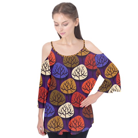 Colorful Trees Background Pattern Flutter Tees by BangZart