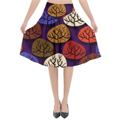 Colorful Trees Background Pattern Flared Midi Skirt by BangZart