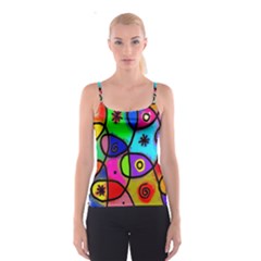 Digitally Painted Colourful Abstract Whimsical Shape Pattern Spaghetti Strap Top by BangZart