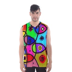 Digitally Painted Colourful Abstract Whimsical Shape Pattern Men s Basketball Tank Top by BangZart