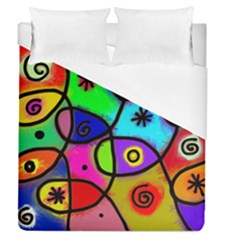 Digitally Painted Colourful Abstract Whimsical Shape Pattern Duvet Cover (queen Size) by BangZart