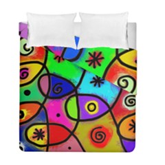 Digitally Painted Colourful Abstract Whimsical Shape Pattern Duvet Cover Double Side (full/ Double Size) by BangZart