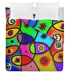 Digitally Painted Colourful Abstract Whimsical Shape Pattern Duvet Cover Double Side (queen Size) by BangZart