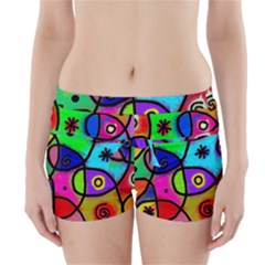 Digitally Painted Colourful Abstract Whimsical Shape Pattern Boyleg Bikini Wrap Bottoms by BangZart