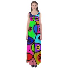 Digitally Painted Colourful Abstract Whimsical Shape Pattern Empire Waist Maxi Dress by BangZart